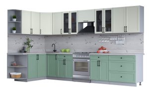 ГОТОВАЯ КУХНЯ ТРЕНД SOFT-TOUCH 1,7Х3,6 (БЕЛЫЙ/ МЯТА)