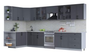 ГОТОВАЯ КУХНЯ ТРЕНД SOFT-TOUCH 1,7Х3,7 (ПЕПЕЛ/ ПЕПЕЛ)