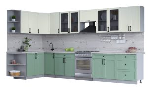 ГОТОВАЯ КУХНЯ ТРЕНД SOFT-TOUCH 1,7Х3,8 (БЕЛЫЙ/ МЯТА)