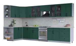 ГОТОВАЯ КУХНЯ ТРЕНД SOFT-TOUCH 1,7Х3,8 (ИЗУМРУД/ ИЗУМРУД)