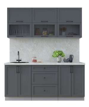 ГОТОВАЯ КУХНЯ ТРЕНД SOFT-TOUCH 1,8Б (ПЕПЕЛ/ ПЕПЕЛ)