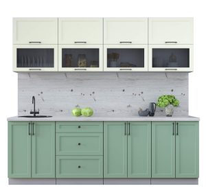 ГОТОВАЯ КУХНЯ ТРЕНД SOFT-TOUCH 2,4Б (БЕЛЫЙ/ МЯТА)