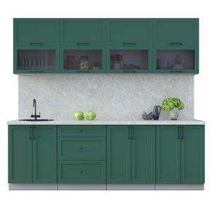 ГОТОВАЯ КУХНЯ ТРЕНД SOFT-TOUCH 2,4Б (ИЗУМРУД/ ИЗУМРУД)