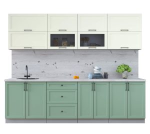 ГОТОВАЯ КУХНЯ ТРЕНД SOFT-TOUCH 2,7Б (БЕЛЫЙ/ МЯТА)