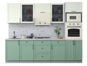 ГОТОВАЯ КУХНЯ ТРЕНД SOFT-TOUCH 2,7В (БЕЛЫЙ/ МЯТА)