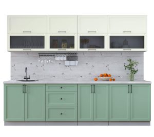 ГОТОВАЯ КУХНЯ ТРЕНД SOFT-TOUCH 2,8Б (БЕЛЫЙ/ МЯТА)