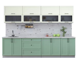 ГОТОВАЯ КУХНЯ ТРЕНД SOFT-TOUCH 3,0Б (БЕЛЫЙ/ МЯТА)