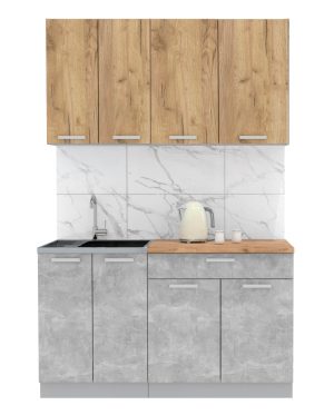 ГОТОВАЯ КУХНЯ ЛАЙТ 1,4-60 (ДУБ ЗОЛОТОЙ/ БЕТОН)