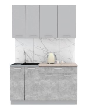 ГОТОВАЯ КУХНЯ ЛАЙТ 1,4-60 (СЕРЕБРО/ БЕТОН)