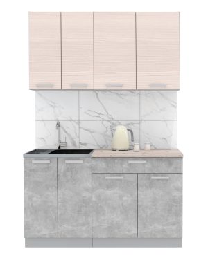 ГОТОВАЯ КУХНЯ ЛАЙТ 1,4-60 (ВУДЛАЙН КРЕМОВЫЙ/ БЕТОН)