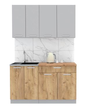 ГОТОВАЯ КУХНЯ ЛАЙТ 1,4-60 (СЕРЕБРО/ ДУБ ЗОЛОТОЙ)