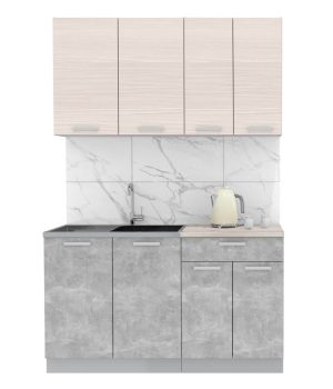 ГОТОВАЯ КУХНЯ ЛАЙТ 1,4 (ВУДЛАЙН КРЕМОВЫЙ/ БЕТОН)