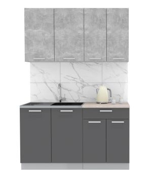 ГОТОВАЯ КУХНЯ ЛАЙТ 1,4 (БЕТОН/ АНТРАЦИТ)