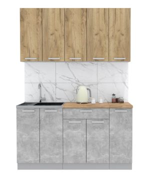 ГОТОВАЯ КУХНЯ ЛАЙТ 1,5 (ДУБ ЗОЛОТОЙ/ БЕТОН)