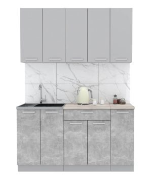 ГОТОВАЯ КУХНЯ ЛАЙТ 1,5 (СЕРЕБРО/ БЕТОН)