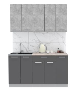 ГОТОВАЯ КУХНЯ ЛАЙТ 1,5 (БЕТОН/ АНТРАЦИТ)