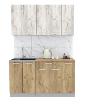 ГОТОВАЯ КУХНЯ ЛАЙТ 1,5 (ДУБ БЕЛЫЙ/ ДУБ ЗОЛОТОЙ)