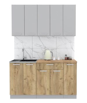 ГОТОВАЯ КУХНЯ ЛАЙТ 1,5 (СЕРЕБРО/ ДУБ ЗОЛОТОЙ)