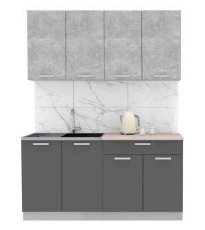 ГОТОВАЯ КУХНЯ ЛАЙТ 1,6 (БЕТОН/ АНТРАЦИТ)