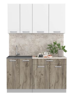 ГОТОВАЯ КУХНЯ ЛАЙТ 1,4-60 (БЕЛЫЙ/ ДУБ СЕРЫЙ)