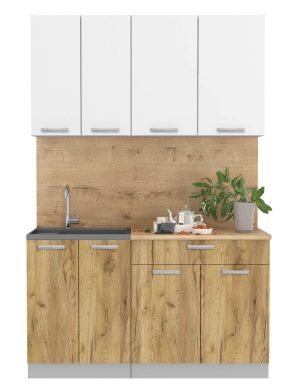 ГОТОВАЯ КУХНЯ ЛАЙТ 1,4-60 (БЕЛЫЙ/ ДУБ ЗОЛОТОЙ)