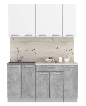 ГОТОВАЯ КУХНЯ ЛАЙТ 1,5 (БЕЛЫЙ/ БЕТОН)