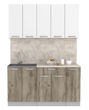 ГОТОВАЯ КУХНЯ ЛАЙТ 1,5 (БЕЛЫЙ/ ДУБ СЕРЫЙ)