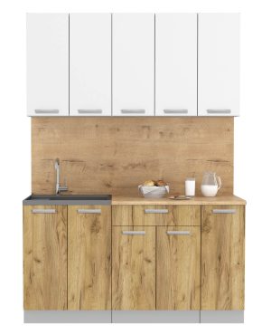 ГОТОВАЯ КУХНЯ ЛАЙТ 1,5 (БЕЛЫЙ/ ДУБ ЗОЛОТОЙ)