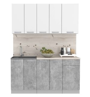 ГОТОВАЯ КУХНЯ ЛАЙТ 1,6-60 (БЕЛЫЙ/ БЕТОН)