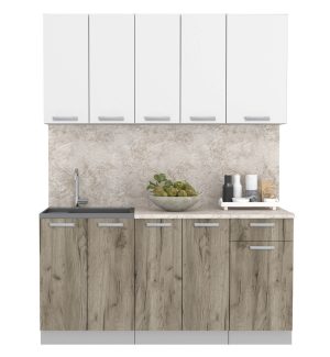 ГОТОВАЯ КУХНЯ ЛАЙТ 1,6-60 (БЕЛЫЙ/ ДУБ СЕРЫЙ)
