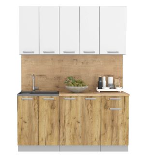 ГОТОВАЯ КУХНЯ ЛАЙТ 1,6-60 (БЕЛЫЙ/ ДУБ ЗОЛОТОЙ)