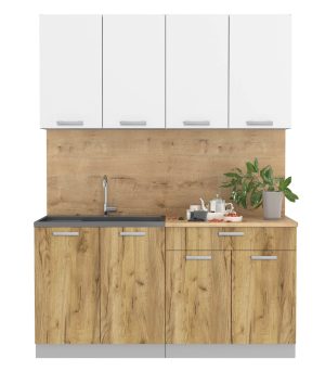 ГОТОВАЯ КУХНЯ ЛАЙТ 1,6 (БЕЛЫЙ/ ДУБ ЗОЛОТОЙ)